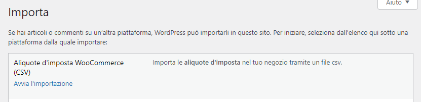 Importare aliquote di imposta